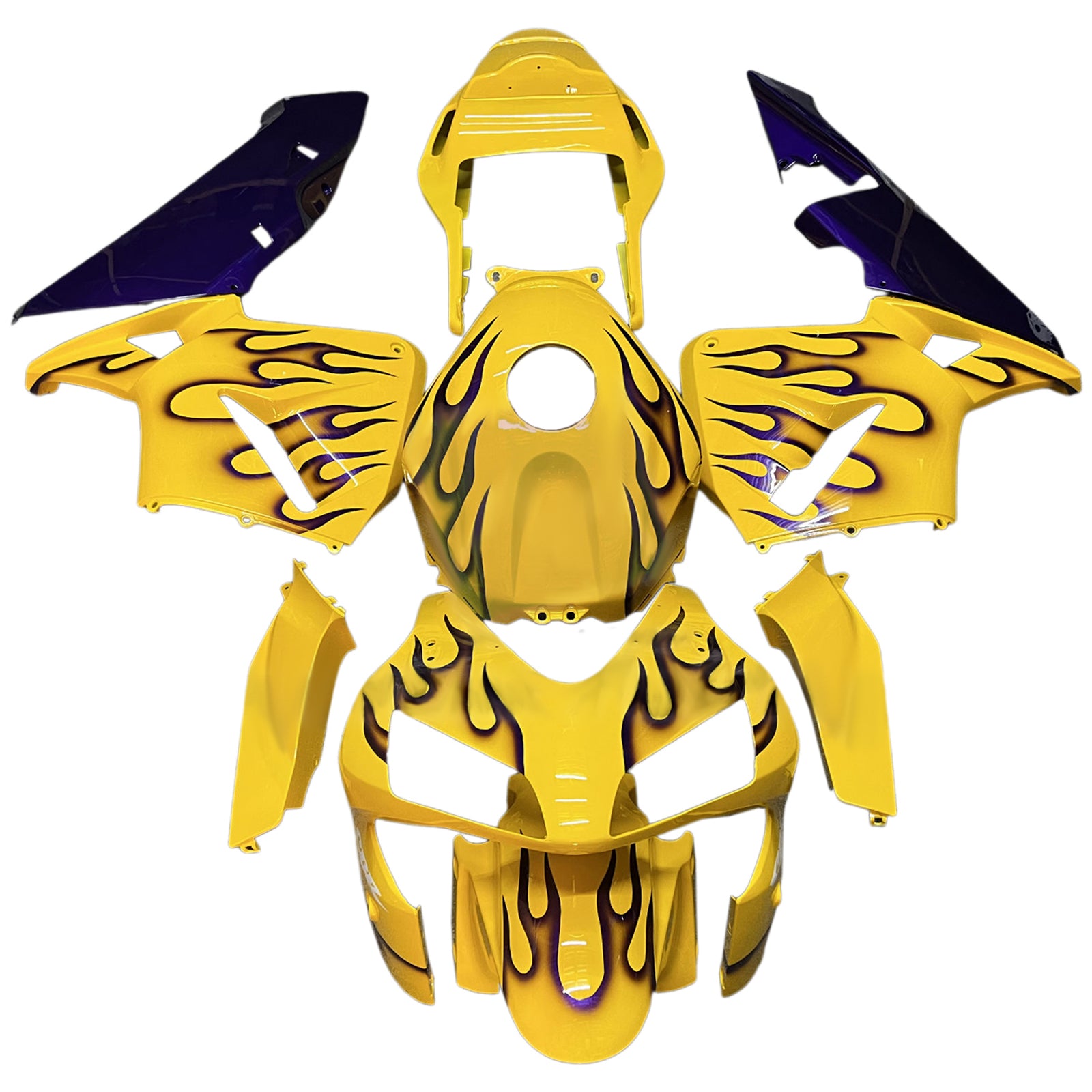 Amotopart 2003-2004 Honda CBR600RR Yellow with Black Blames Kit Kit