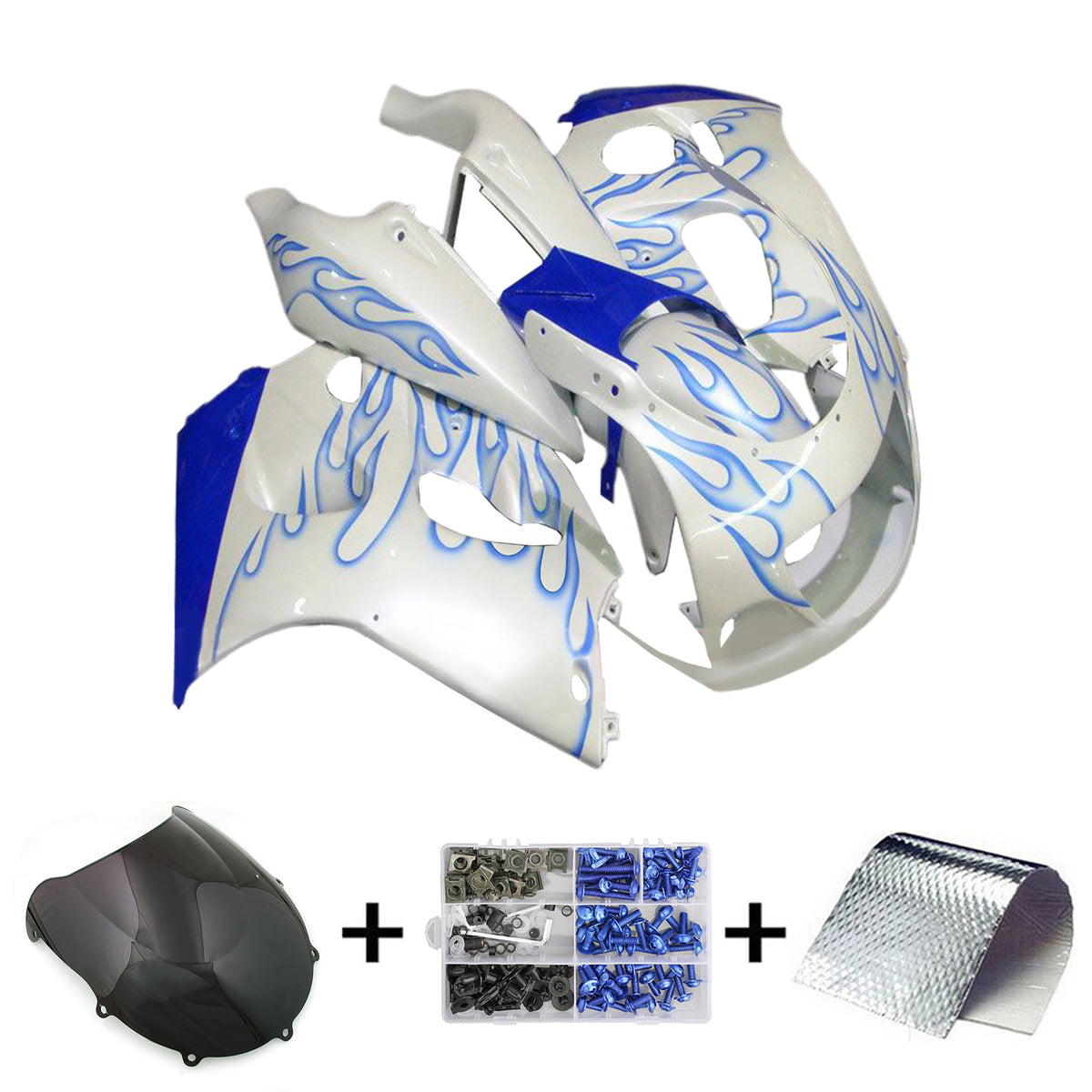 Amotopart 1996-2000 1996-1999 Suzuki GSX-R600 GSX-R750 Gray Blue White Fairing Kit