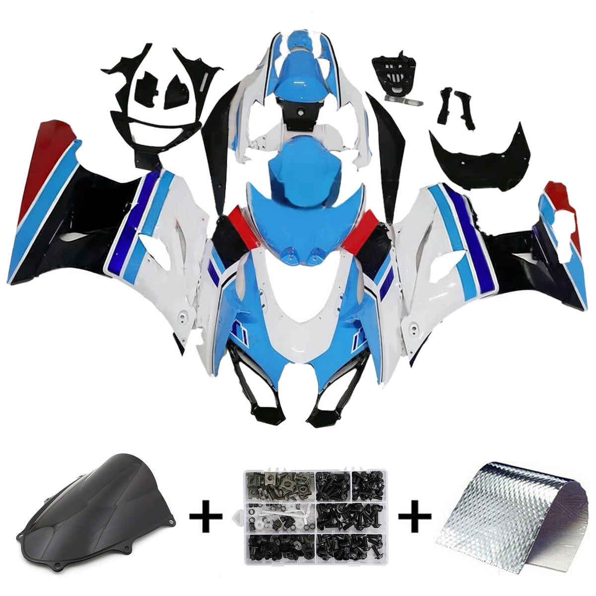 Amotopart 2017–2026 Suzuki GSX-R1000 K17 Blau Schwarz Weiß Verkleidungsset