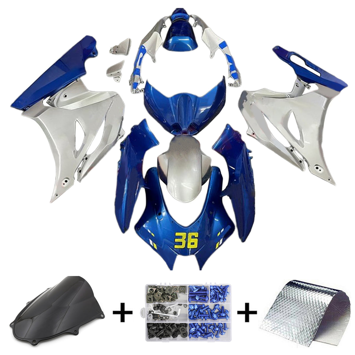 Amotopart 2017-2026 Suzuki GSX-R1000 K17 Gray White Blue Fairing Kit