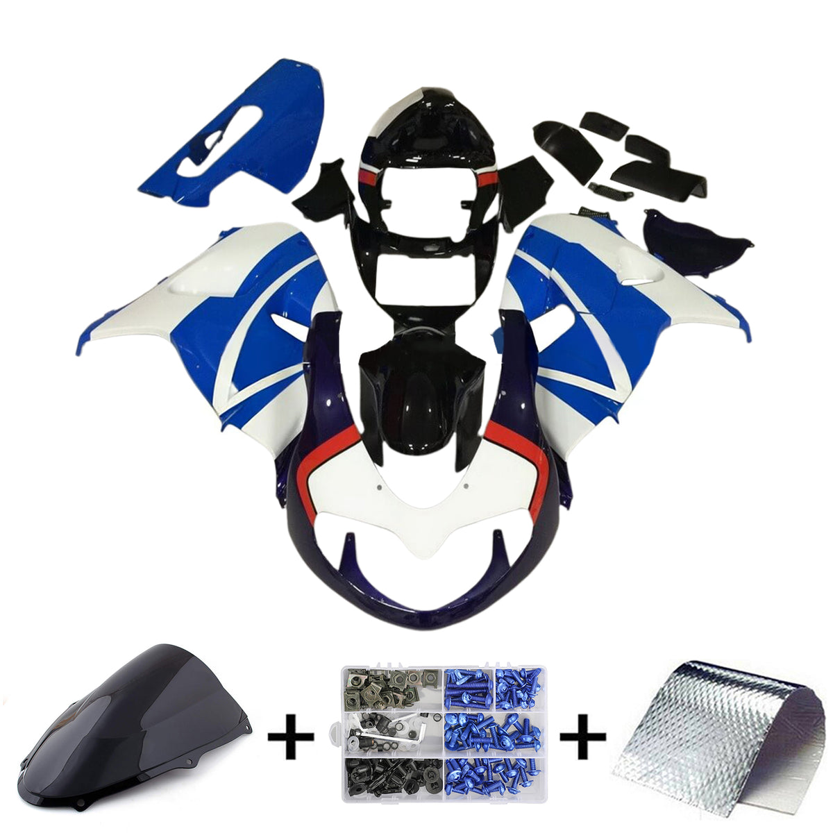 Amotopart 1998–2003 Suzuki TL1000R Schwarz Blau Weiß Verkleidungsset
