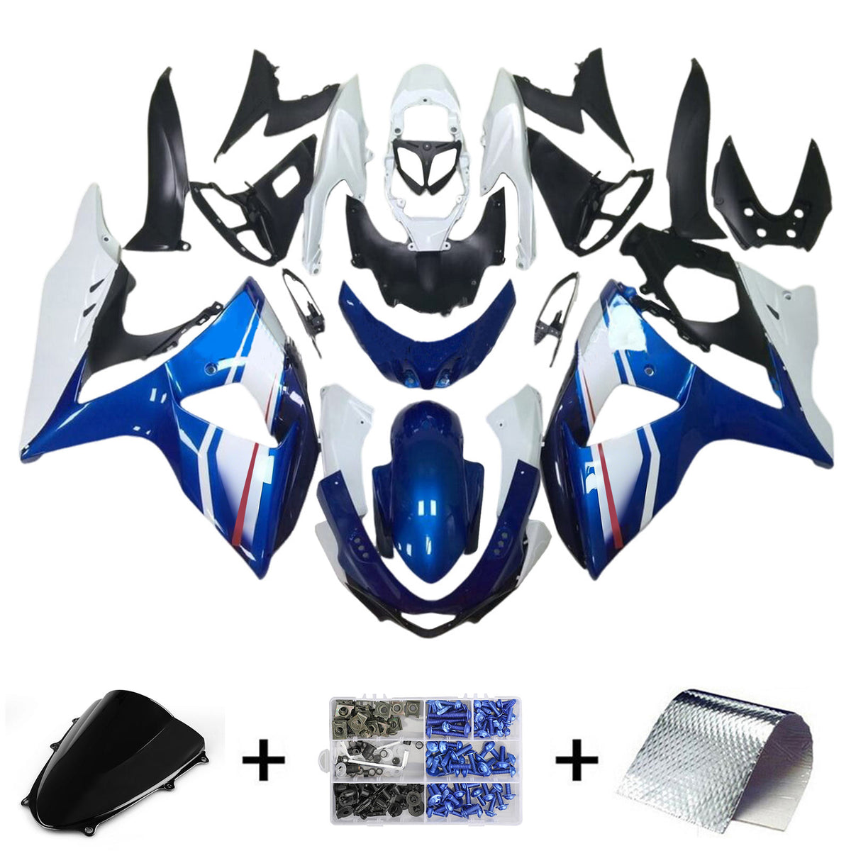 Amotopart 2009-2016 Suzuki GSX-R1000 K9 Blue White Black Fairing Kit