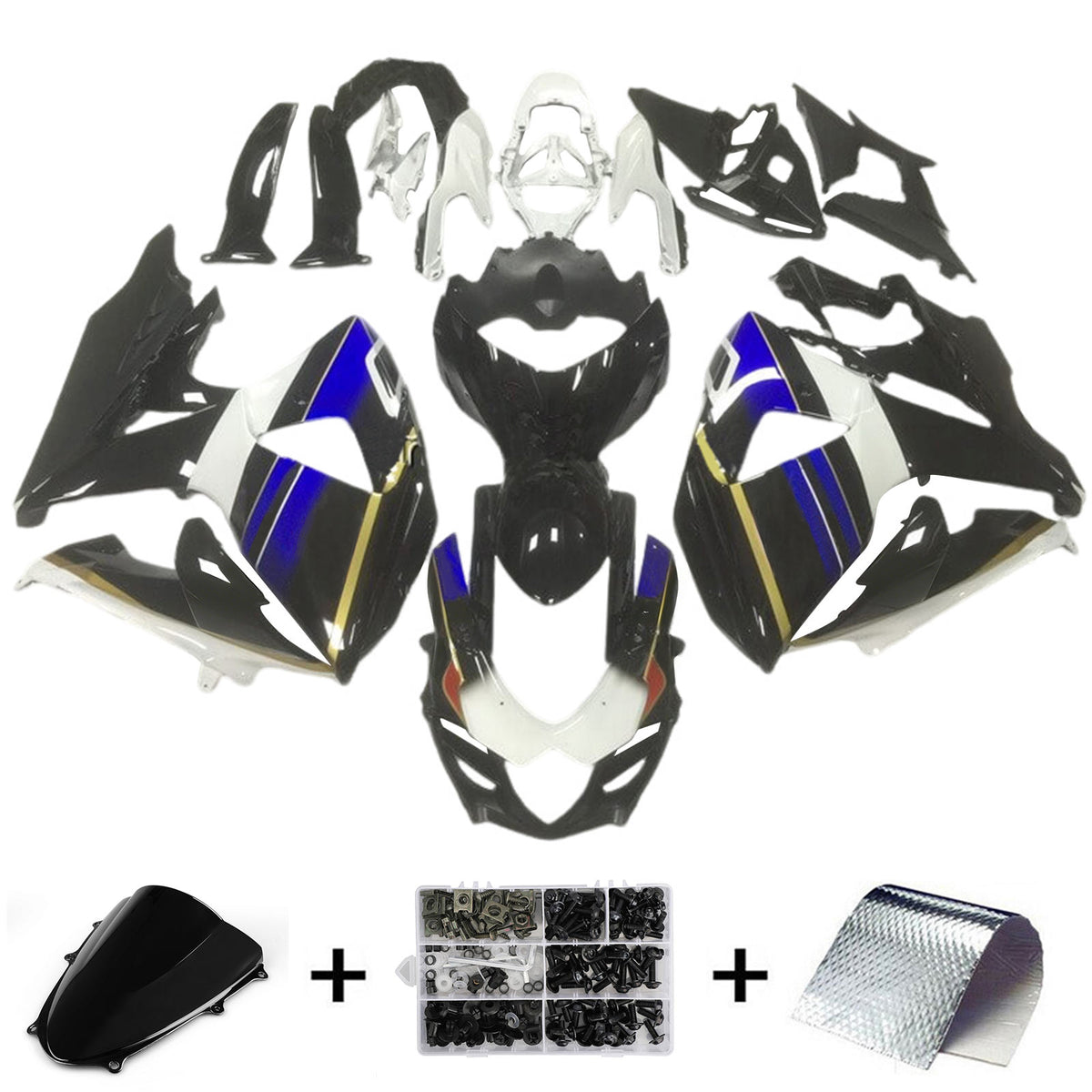 Amotopart 2009-2016 Suzuki GSX-R1000 K9 Gray Black White Blue Fairing Kit
