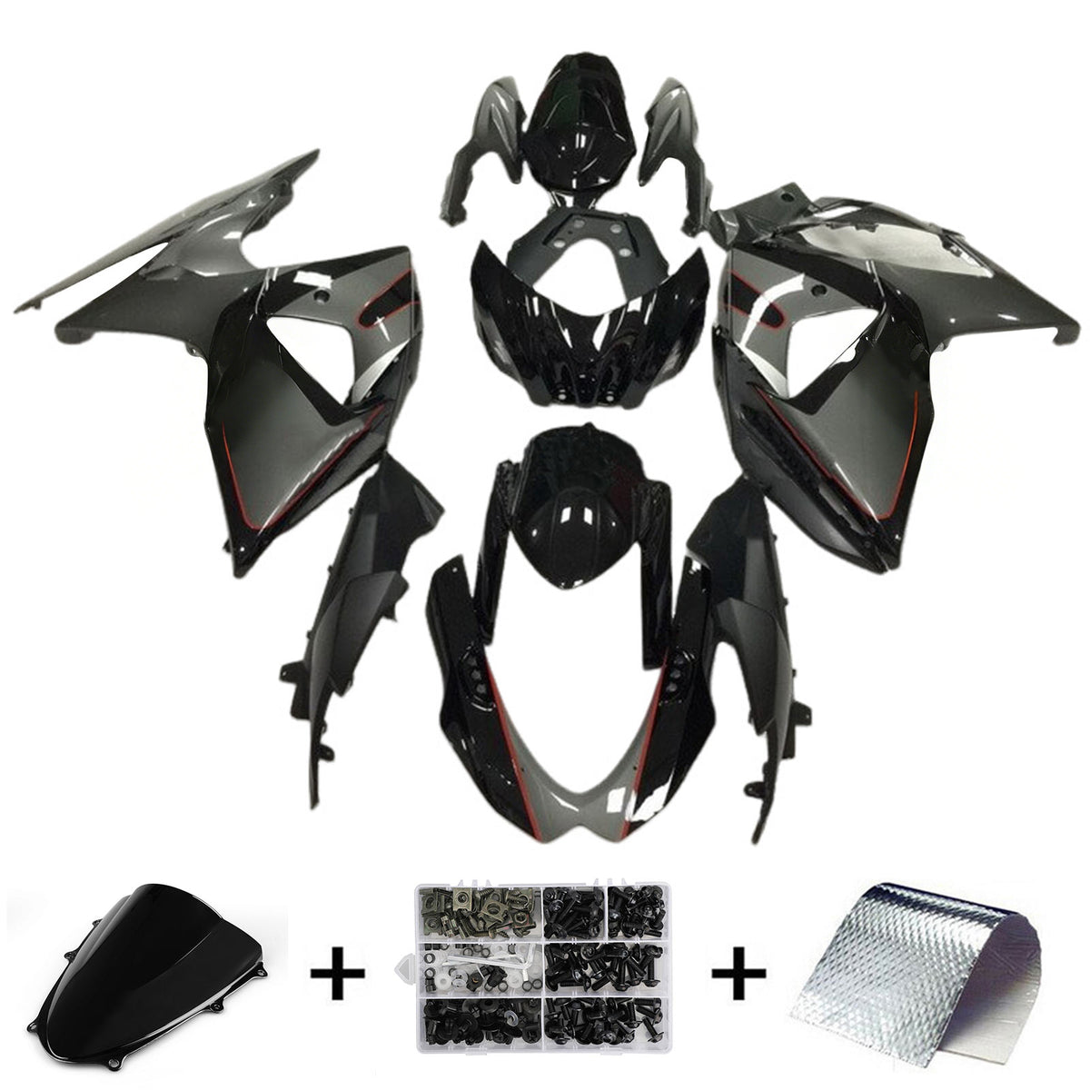 Amotopart 2009-2016 Suzuki GSX-R1000 K9 White Black Grey Kiting Kit