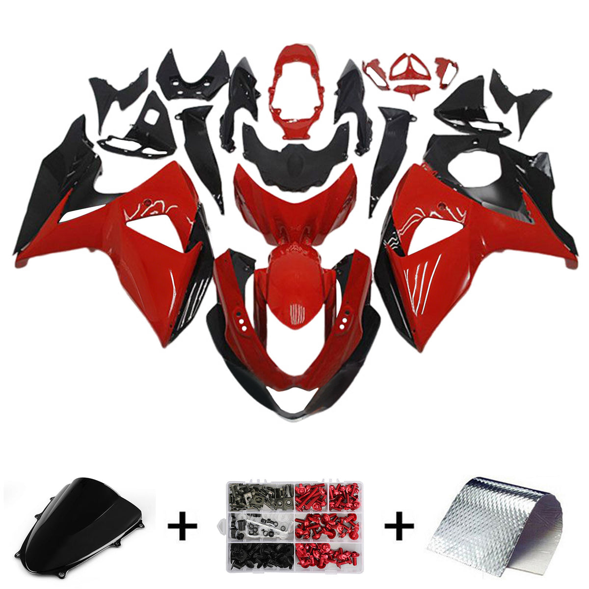 Amotopart 2009-2016 Suzuki GSX-R1000 K9 Black White Red Fairing Kit