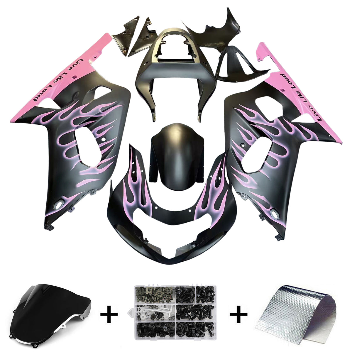 Amotopart 2001-2003 2000-2003 Suzuki GSX-R600 GSX-R750 K1 White Pink Black Fairing Kit