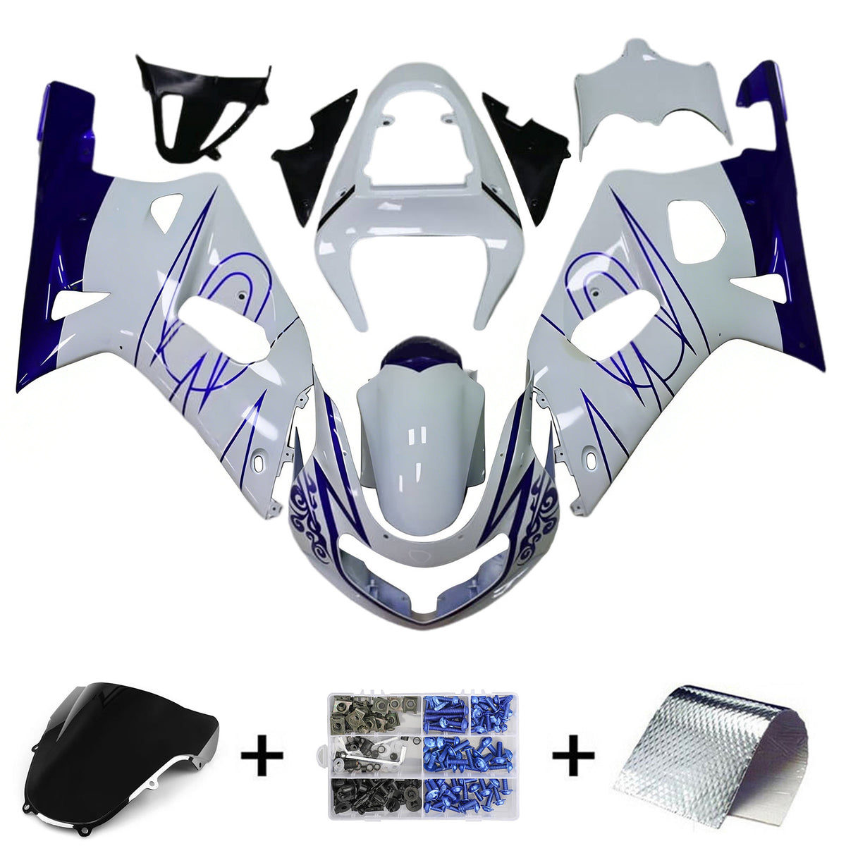 Amotopart 2001-2003 2000-2003 Suzuki GSX-R600 GSX-R750 K1 Gray Black Blue White Fairing Kit