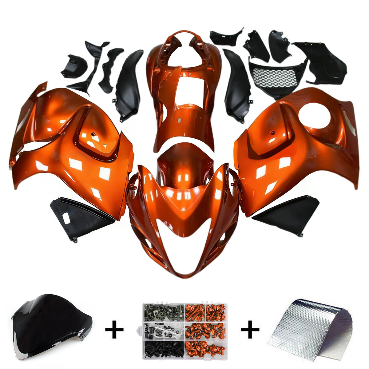 Amotopart 2008-2020 スズキ ハヤブサ GSX1300R オレンジ ブラック ホワイト フェアリングキット