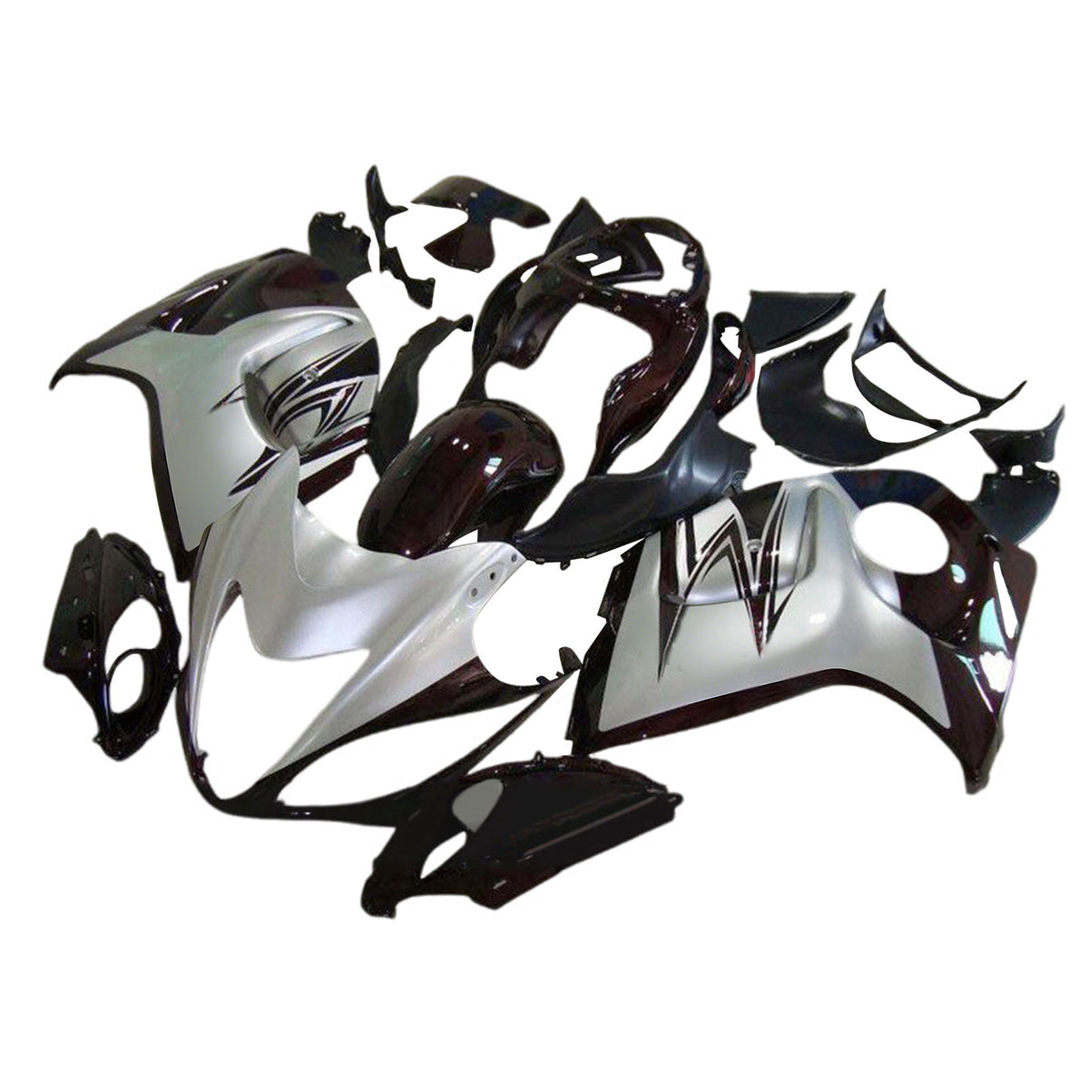 Amotopart 2008–2020 Suzuki Hayabusa GSX1300R Grau Weiß Schwarz Verkleidungsset
