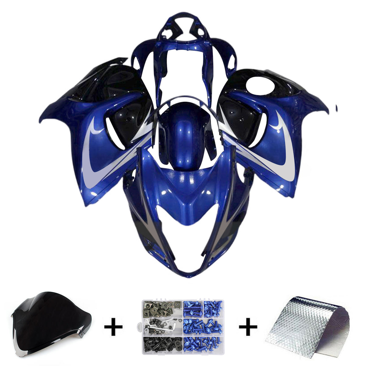 Amotopart 2008-2020 スズキ ハヤブサ GSX1300R ホワイト ブラック ブルー フェアリングキット