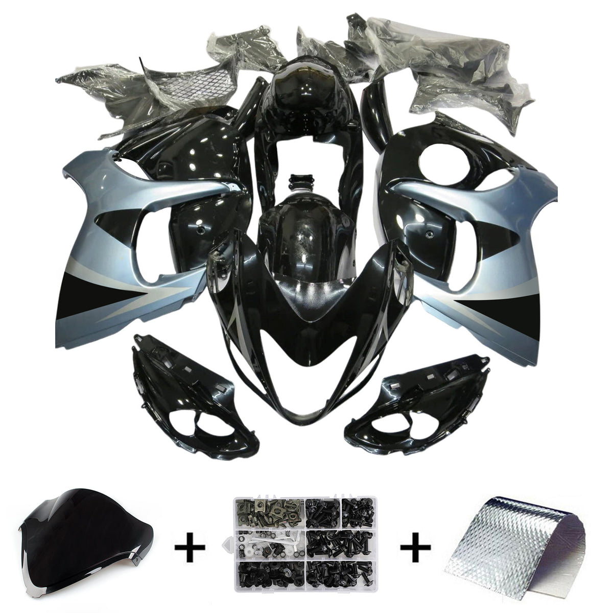 Amotopart 2008-2020 Suzuki Hayabusa GSX1300R Black White Gray Blue Fairing Kit