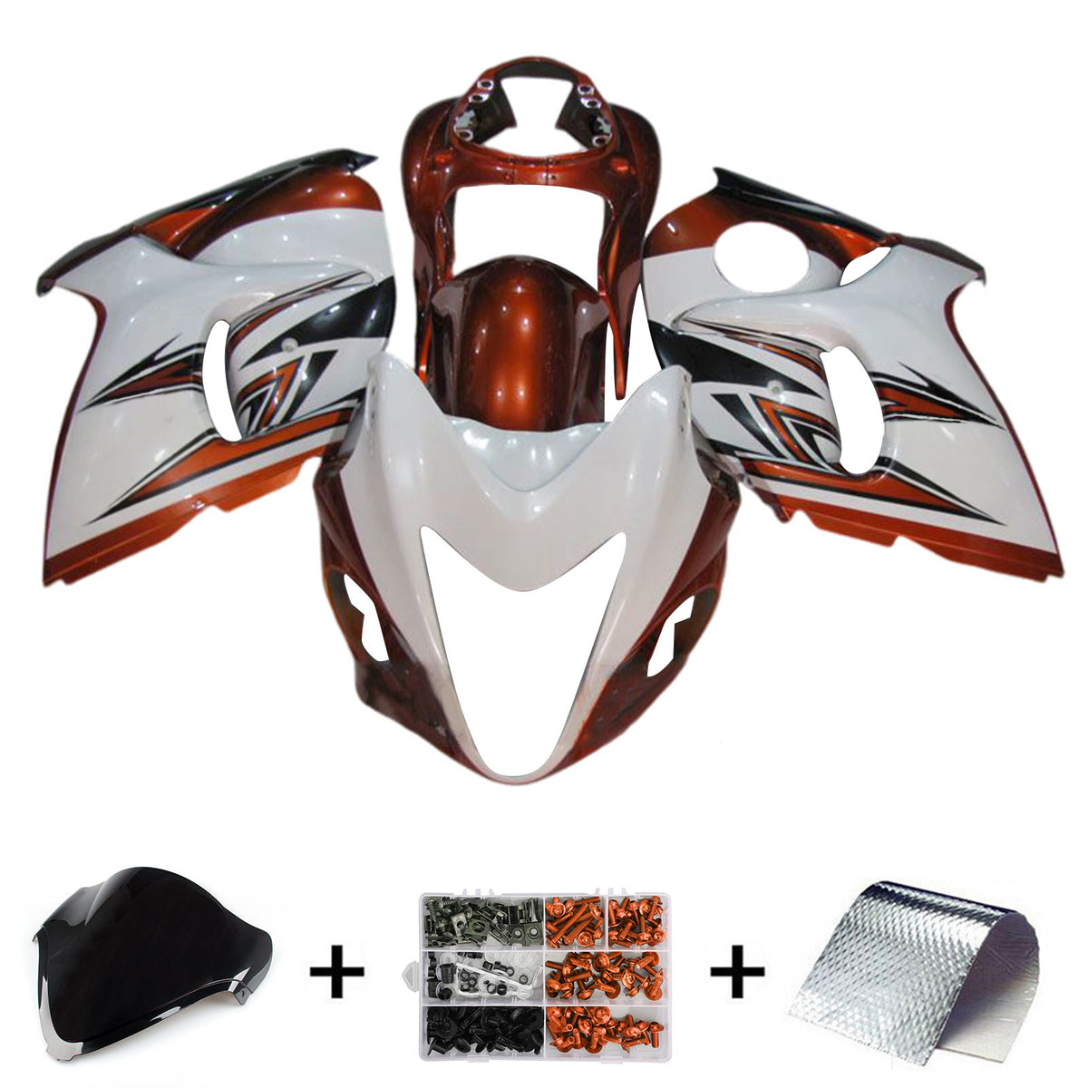 Amotopart 2008-2020 Suzuki Hayabusa GSX1300R White Gray Red Black Fairing Kit