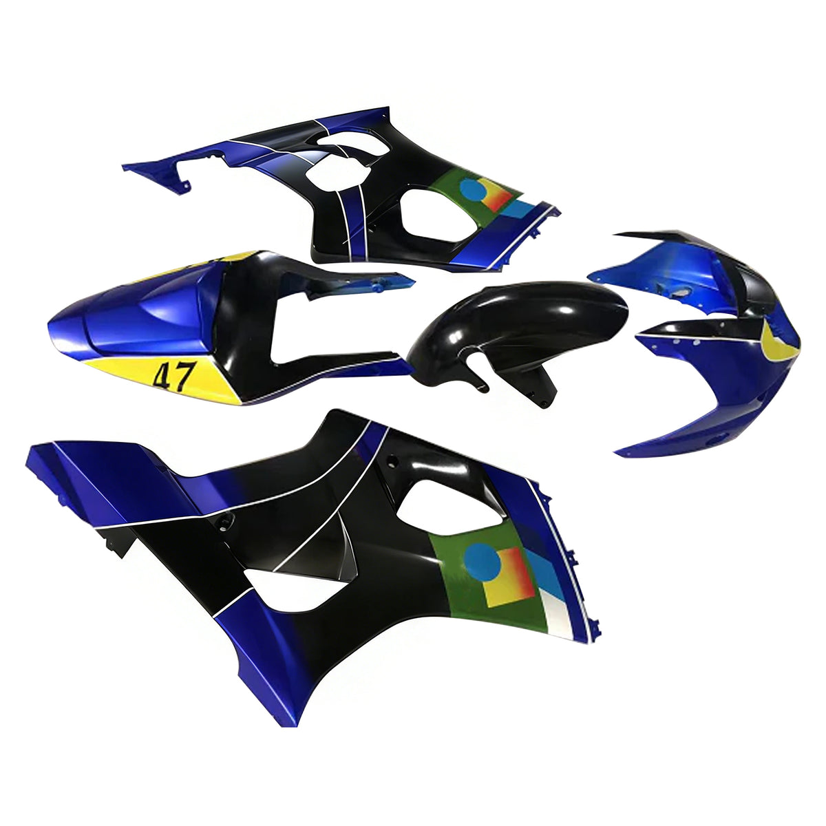 Amotopart 2003-2004 Kit carena Suzuki GSX-R1000 K3 blu nero