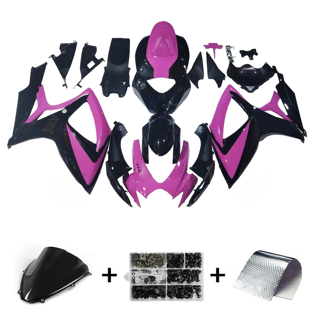 Amotopart 2006-2007 Suzuki GSX-R600 750 K6 Kit de carénage bleu blanc noir rose