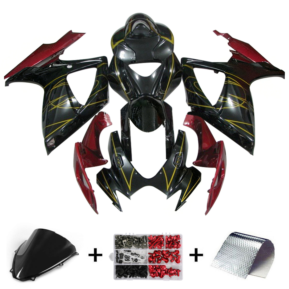 Amotopart 2006-2007 Suzuki GSX-R600 750 K6 Black Red White Fairing Kit