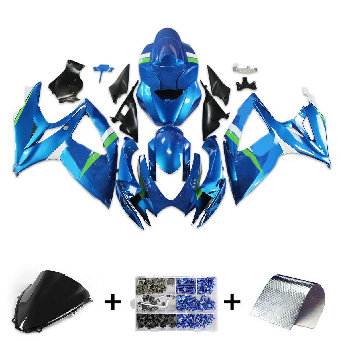 Amotopart 2006-2007 Suzuki GSX-R600 750 K6 White Blue Black Fairing Kit