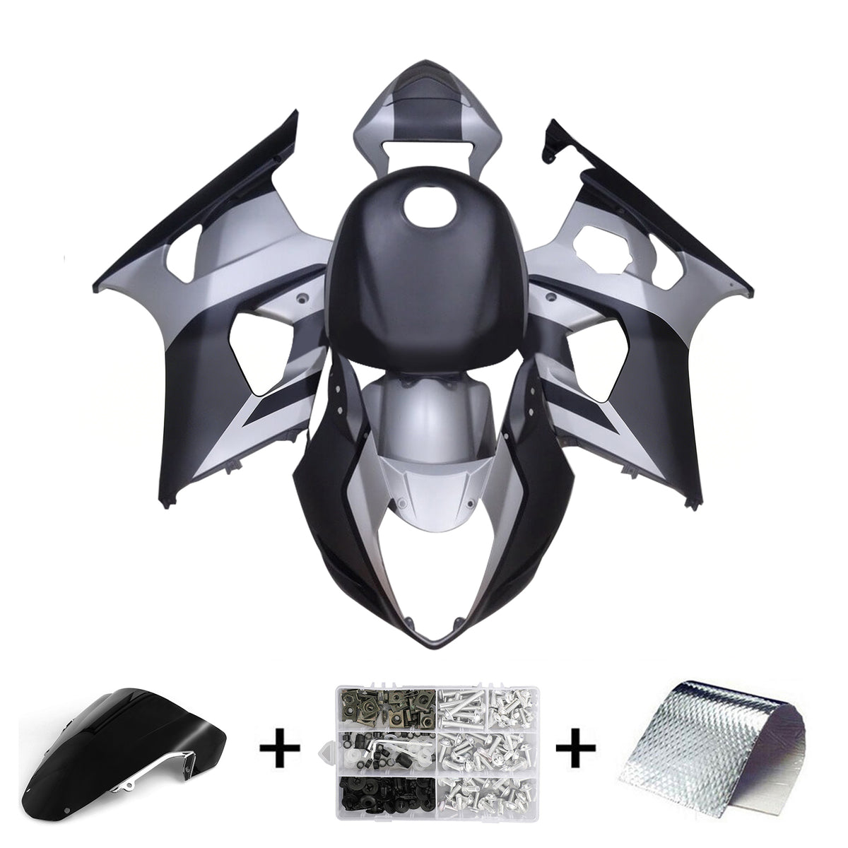 Amotopart 2003-2004 Suzuki GSX-R1000 K3 Gray White Black Fairing Kit