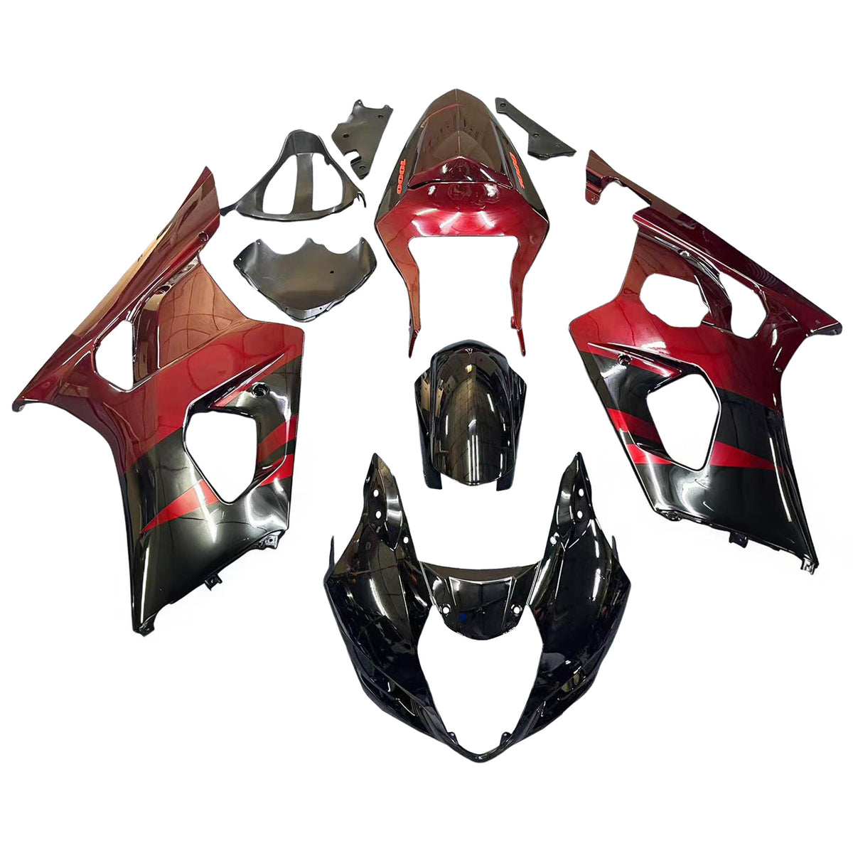 Amotopart 2003-2004 Suzuki GSX-R1000 K3 Black White Red Fairing Kit