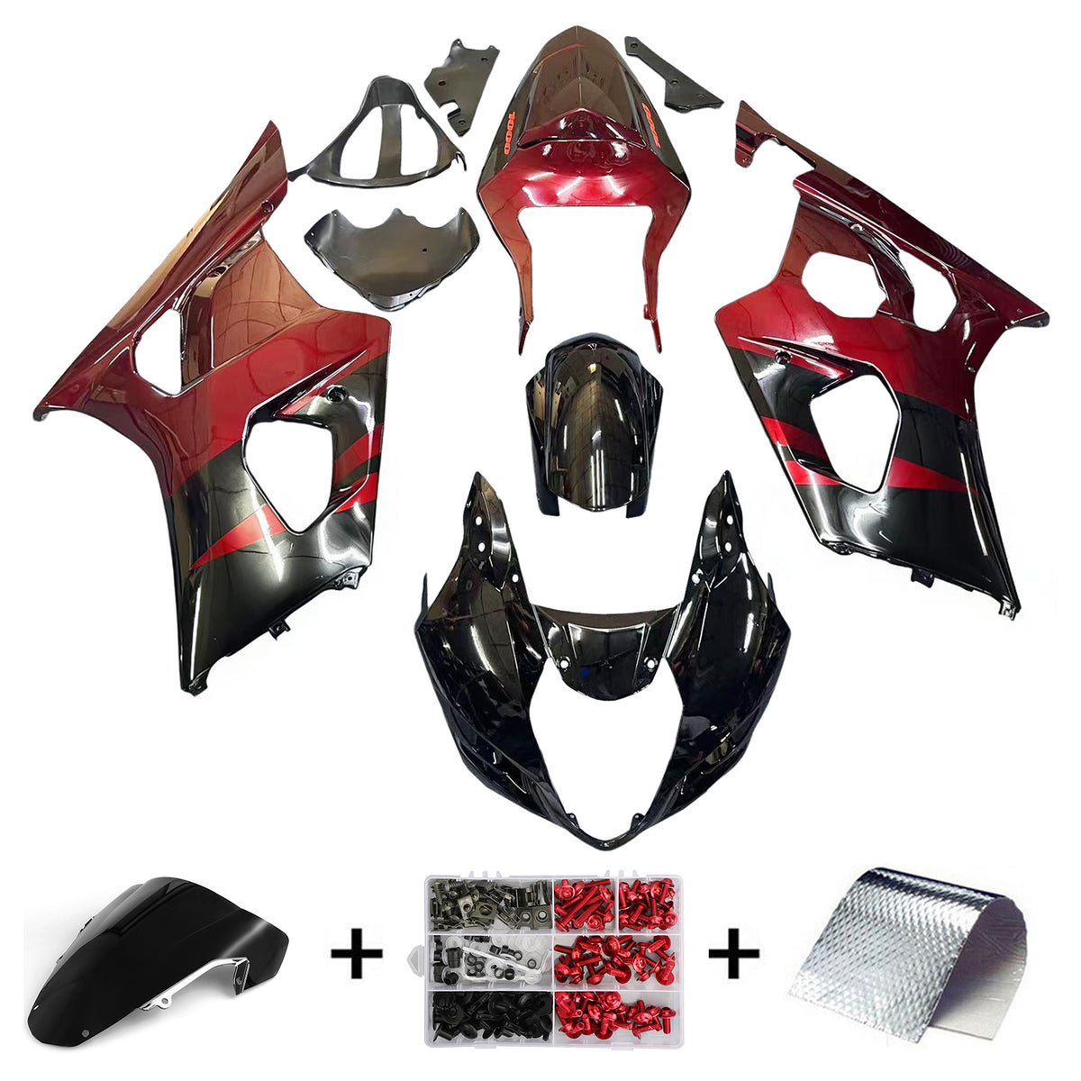 Amotopart 2003-2004 Suzuki GSX-R1000 K3 Black White Red Fairing Kit