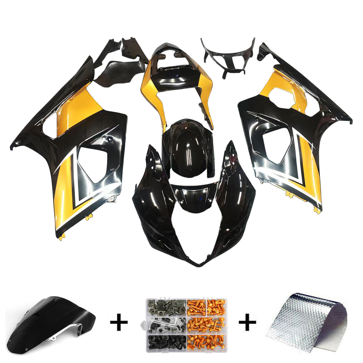 Amotopart 2003-2004 Suzuki GSX-R1000 K3 Black Yellow White Fairing Kit
