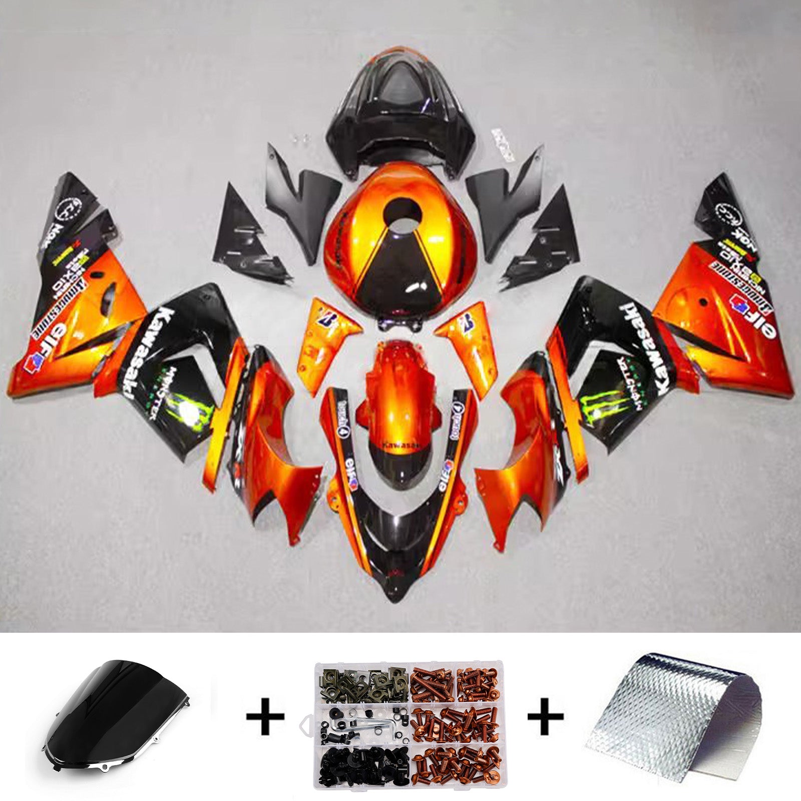 Amotopart 2004-2005 Kawasaki ZX10R Orange Black White Fairing Kit