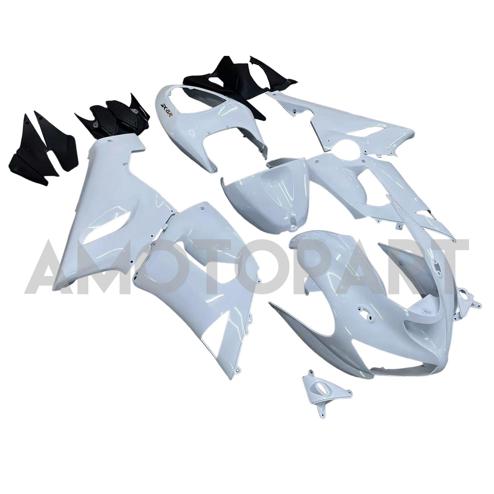 Amotopart 2005-2006 Kawasaki ZX6R 636 White Fairing Kit