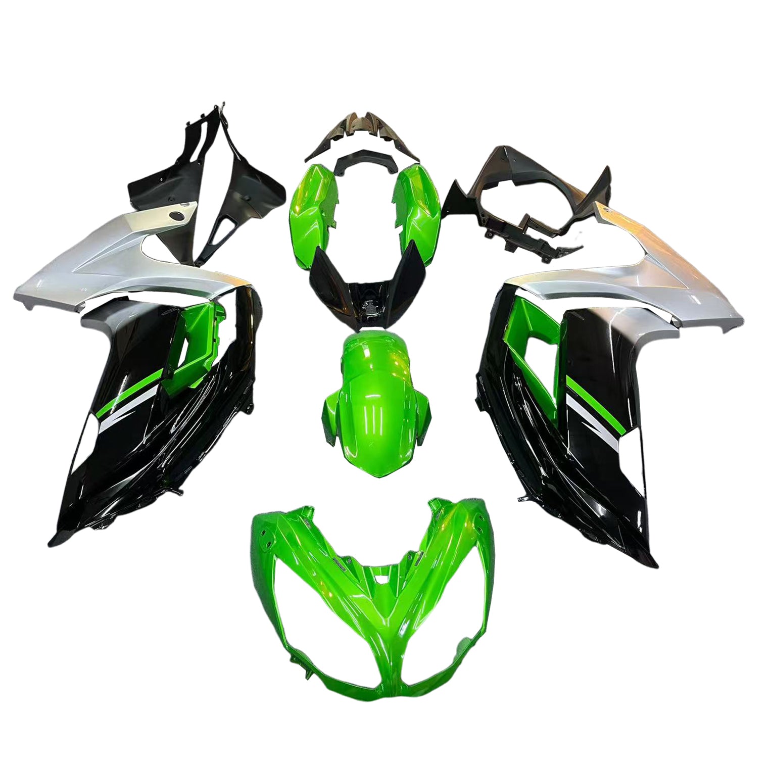 Amotopart 2012-2016 Kawasaki Ninja 650 EX650 Green Black White Fairing Kit