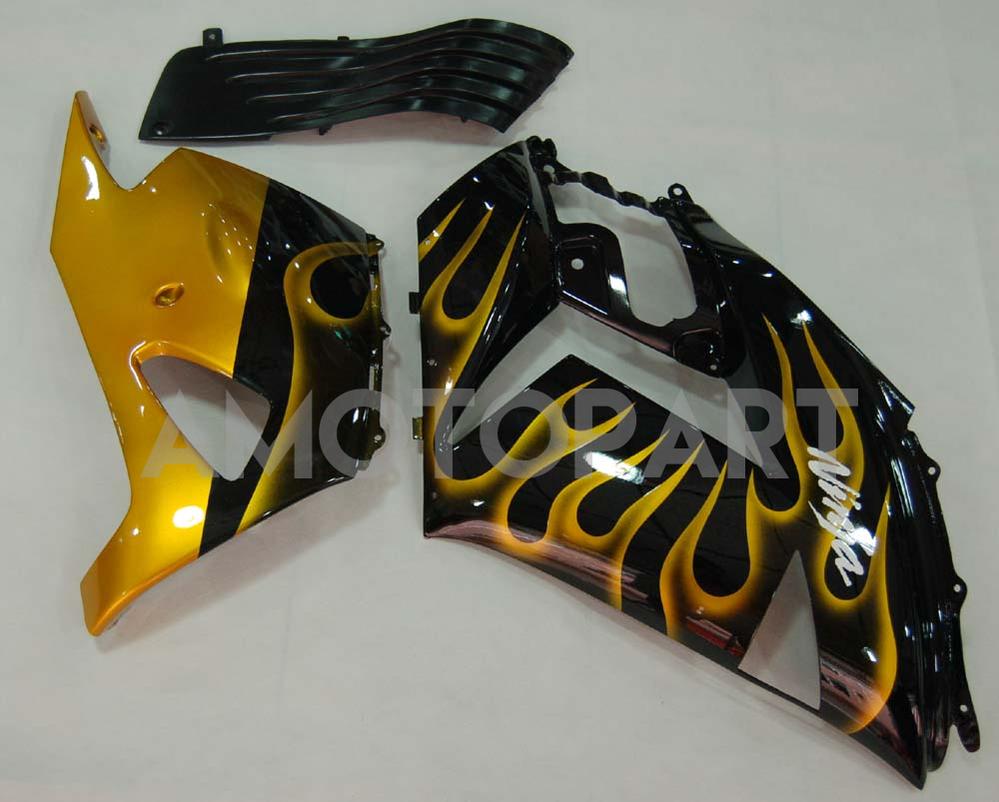 Amotopart 2006-2011 Kawasaki ZX14R Black with Yellow Flame Fairing Kit