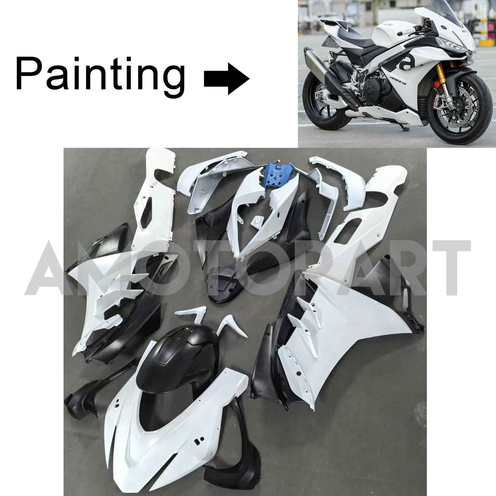 Amotopart 2022-2024 Aprilia RSV4 1100 White Black Fairing Kit