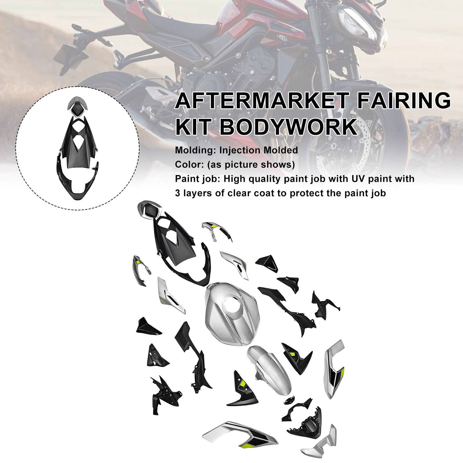 Amotopart 2023–2025 Triumph Street Triple 765 R/RS Verkleidungsset-Kollektion