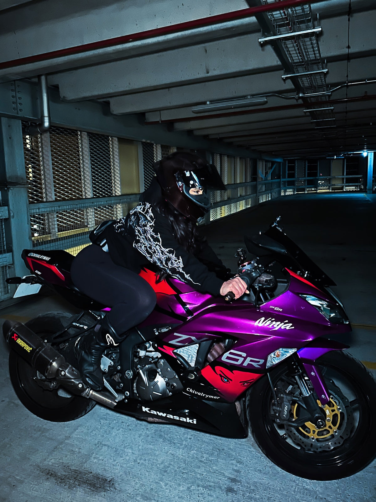 Amotopart 2013-2018 Kawasaki ZX6R 636 Purple Black Fairing Kit