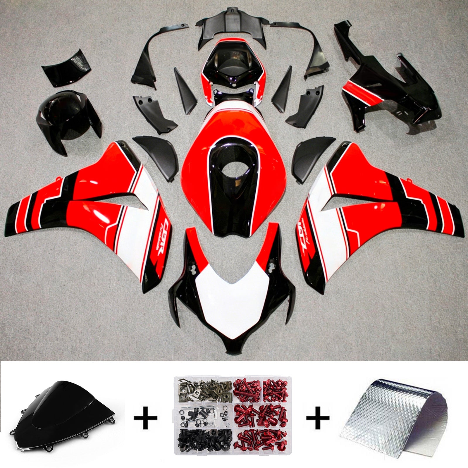 Amotopart 2008-2011 Honda CBR1000RR White/Red/Black Fairing Kit