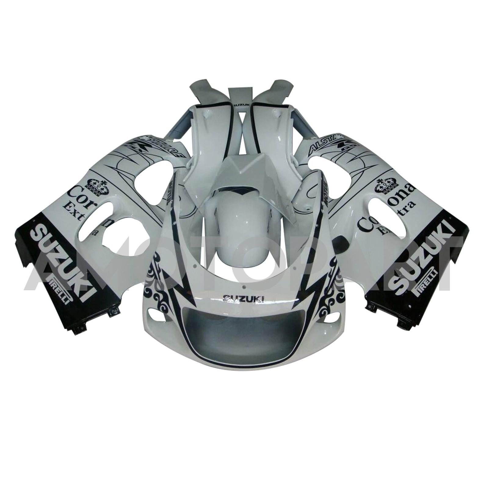 Amotopart Suzuki GSXR600 1996-2000 GSXR750 1996-1999 White with Black Pattern Style2 Fairing Kit