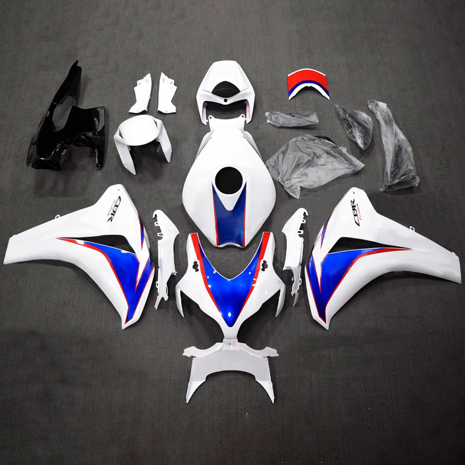 Amotopart 2008-2011 Honda CBR1000RR White/Blue Fairing Kit