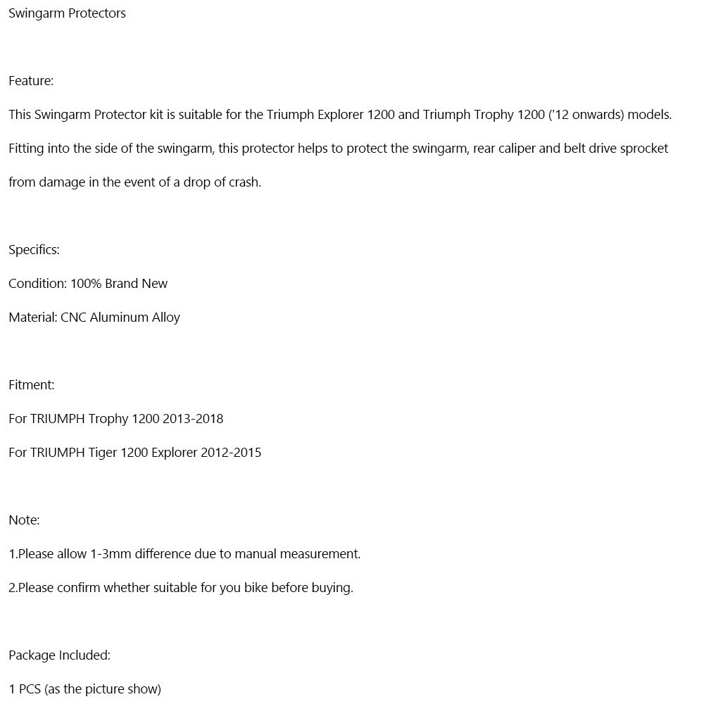 Tiger Explorer 1200 Trophy 1200 2013-2018 Swingarm Protectors