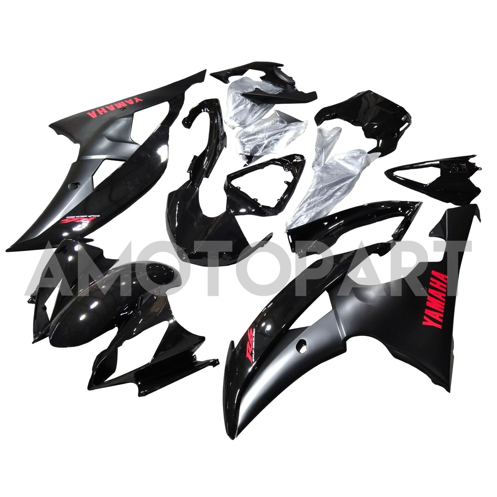 Amotopart 2008-2016 Yamaha YZF 600 R6 Black Fairing Kit