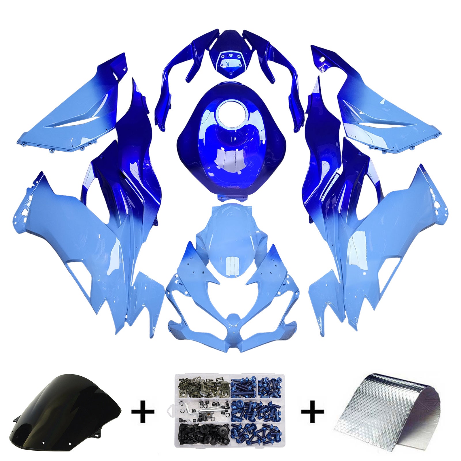 Amotopart 2019-2023 Kawasaki ZX6R Dunkelblau Blue Blue Fairing Kit