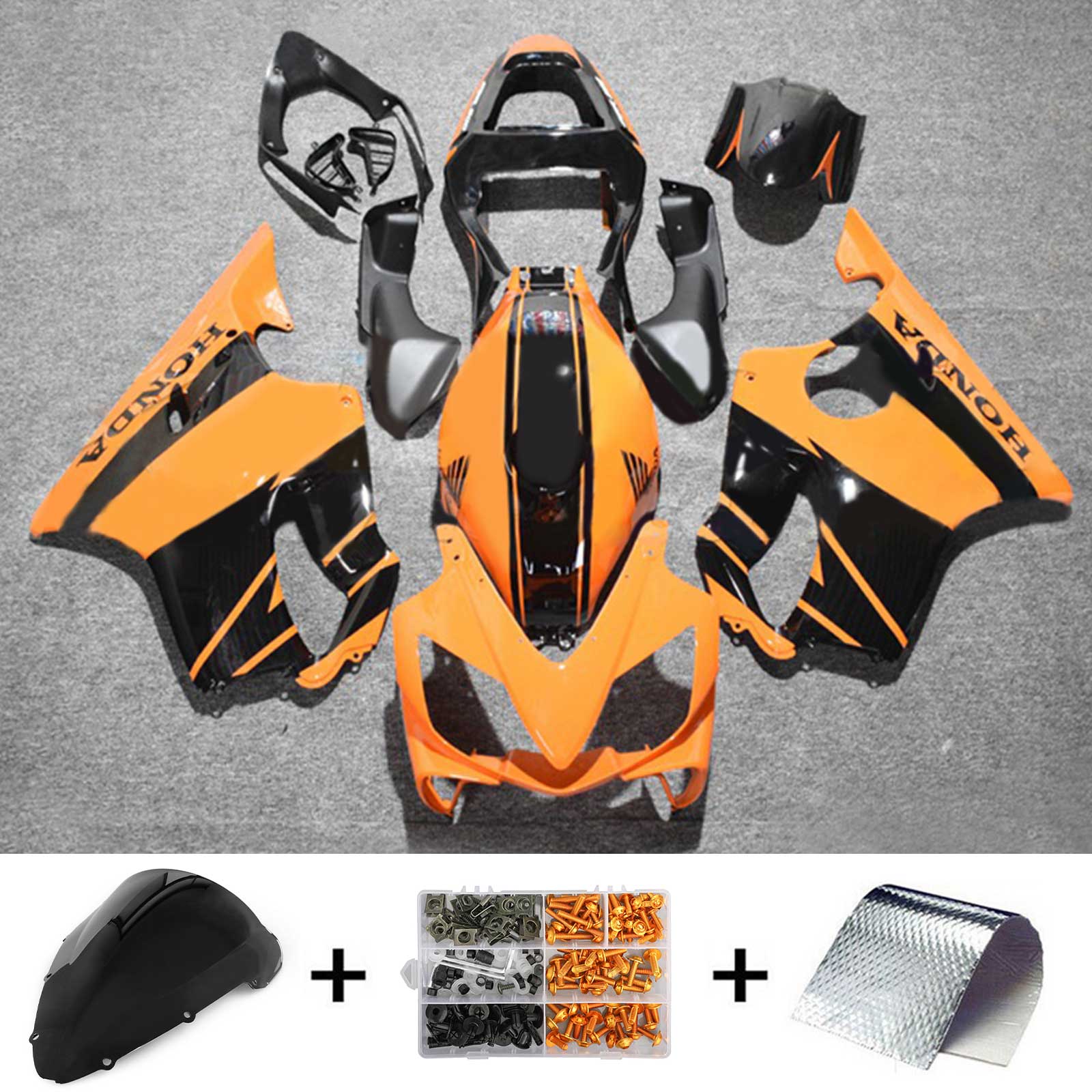 Amotopart 2001-2003 CBR600 F4i Honda Noir&Kit de carénage orange
