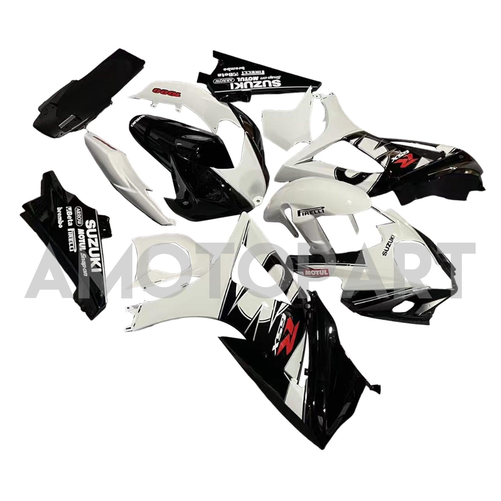 Amotopart 2007-2008 Suzuki GSXR1000 Black White Red Fairing Kit