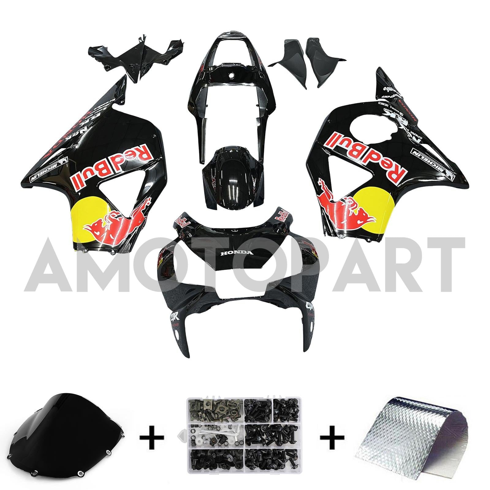 Amotopart 2002-2003 Honda CBR954 Black Yellow Fairing Kit