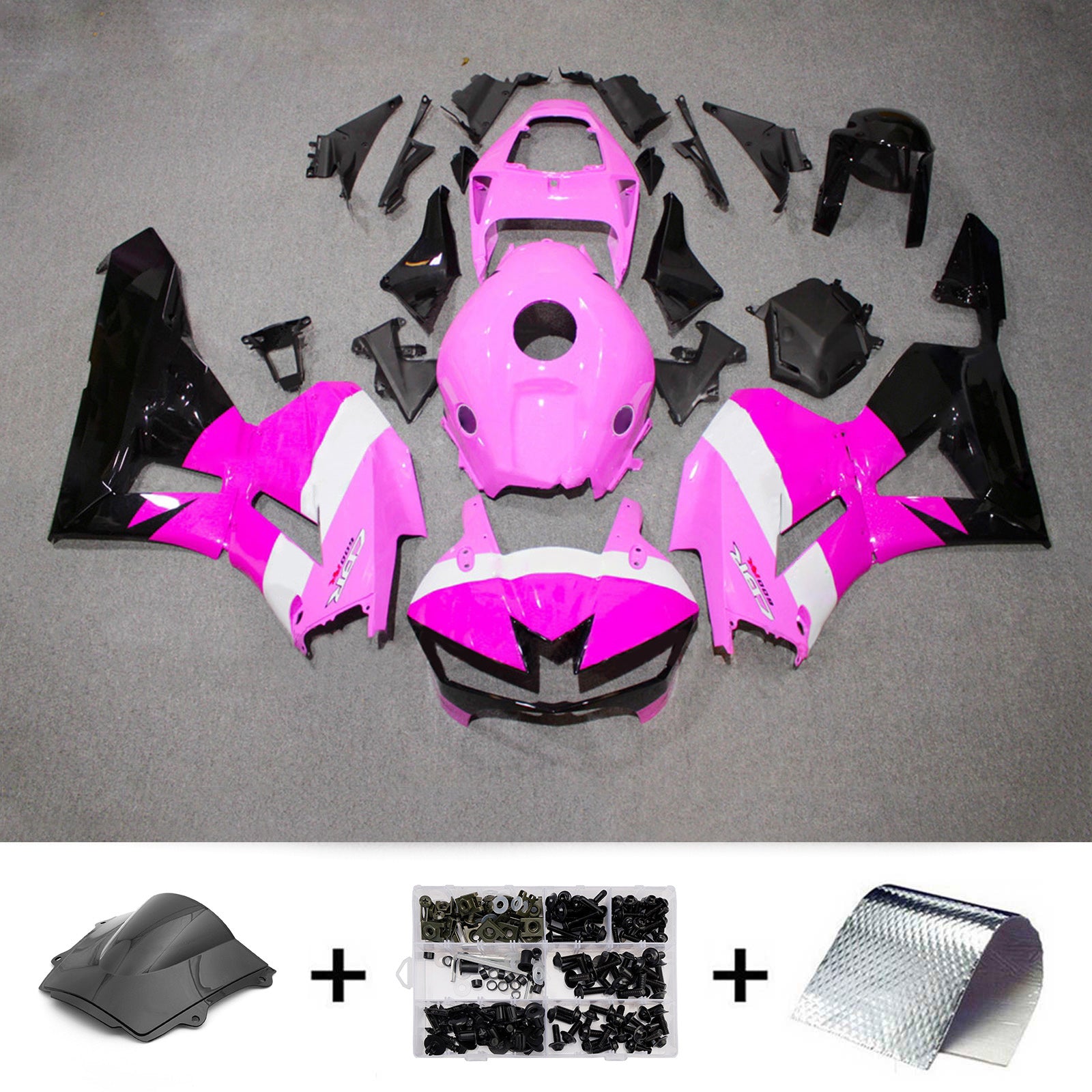 Amotopart 13-26 US ver. & 13-23 European ver. Honda CBR600RR Pink Black White Fairing Kit