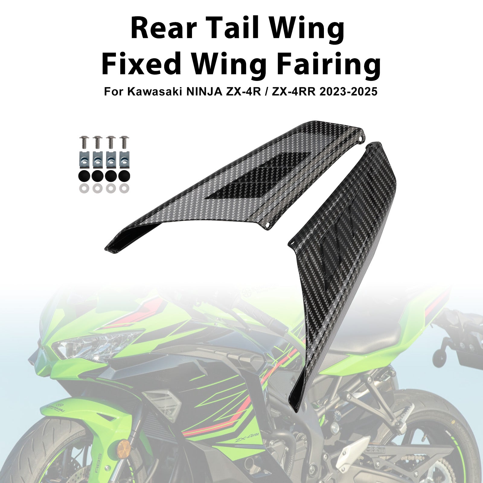 Kawasaki NINJA ZX-4R ZX-4RR 2023-2025 Rear Tail Wing Fixed Wing Fairing