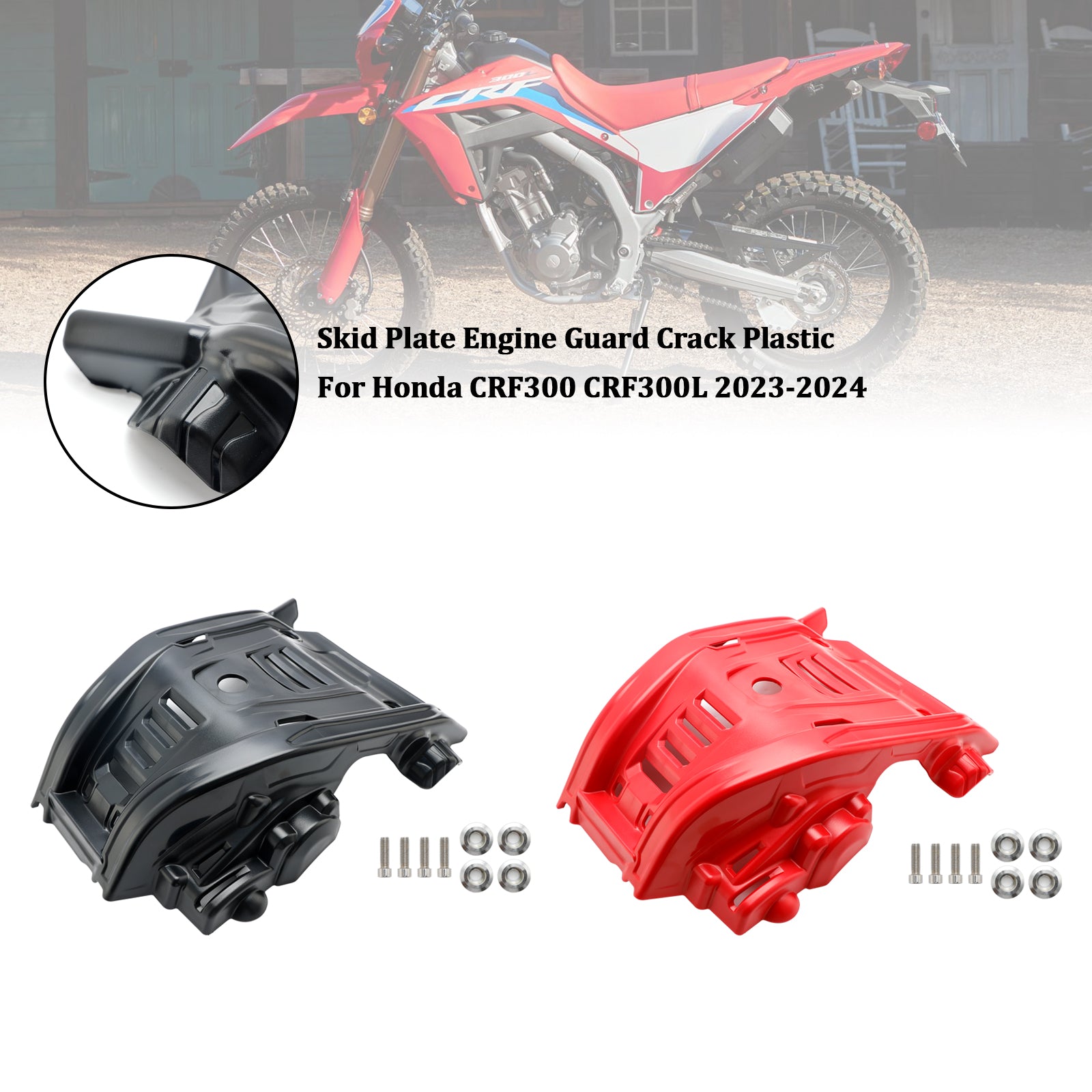 23-24 Honda Crf300 Crf300l Skid Plate Engine Guard Crack Plastic