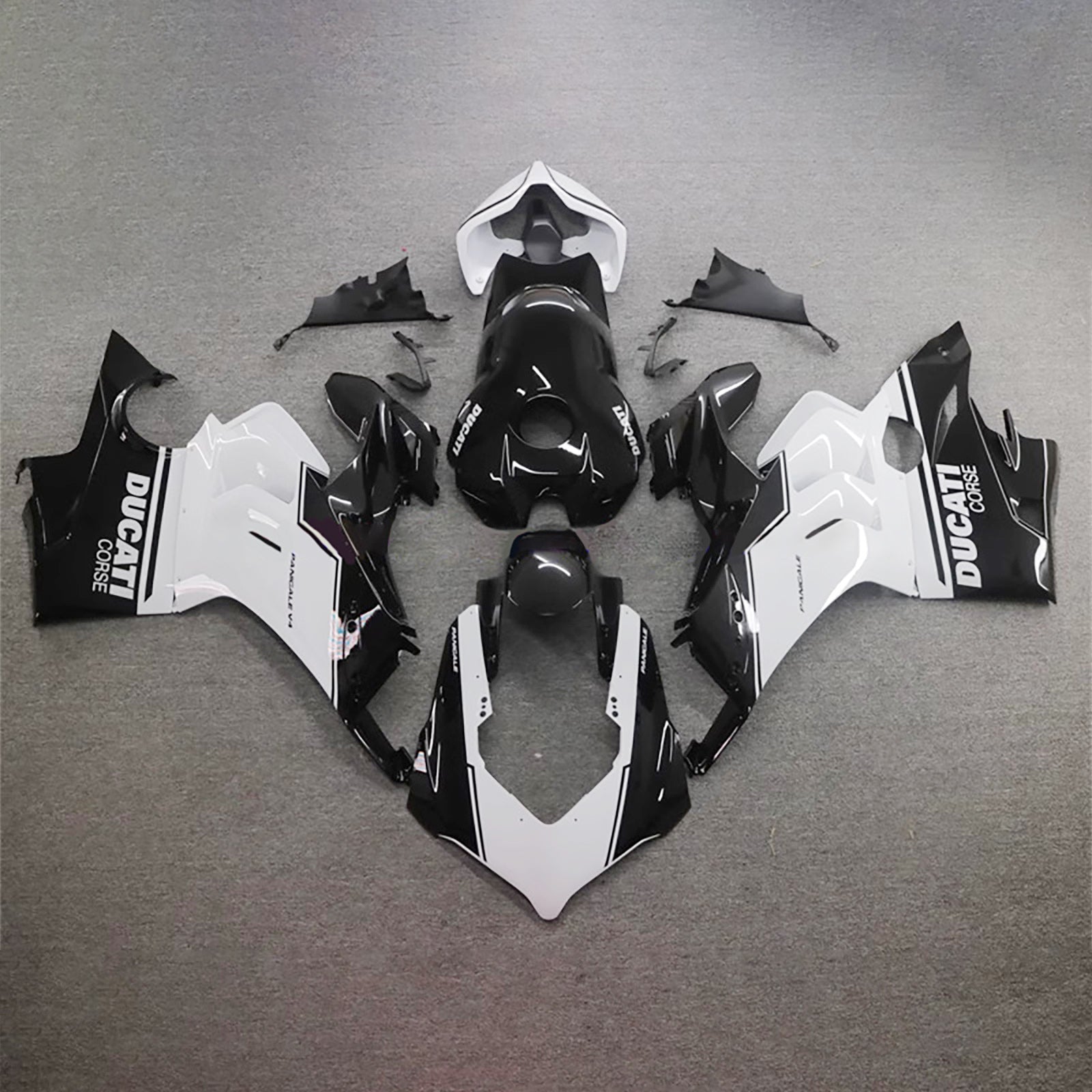 Amotopart Ducati 20-21 V4 V4S Kit di carenatura bianca nera lucida