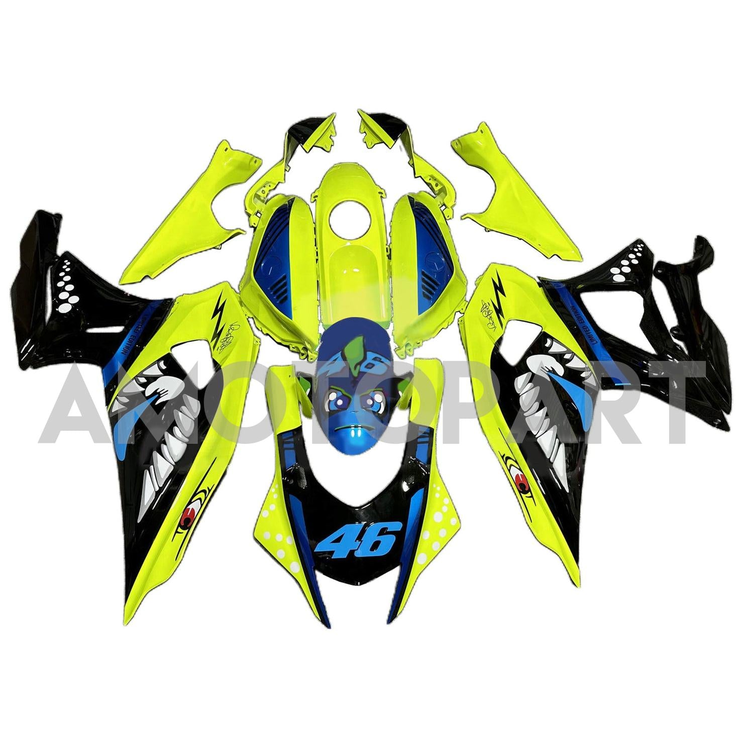 Amotopart 2021-2025 Yamaha YZF-R7 Black Yellow Blue Fairing Kit