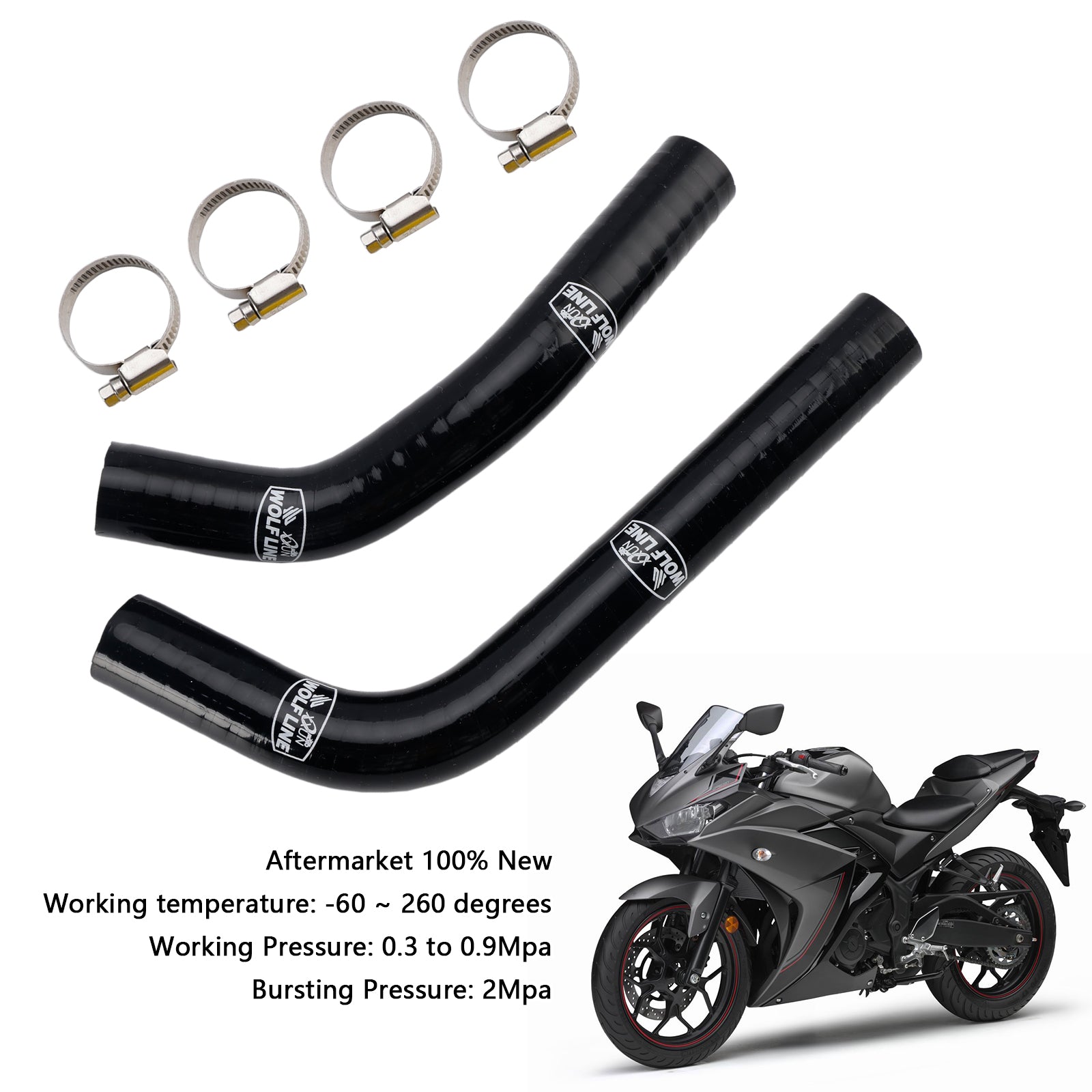 2015-2024 Yamaha MT-03 MT-25 YZF R3 R25 Mangueira de resfriador de radiador de silicone R25