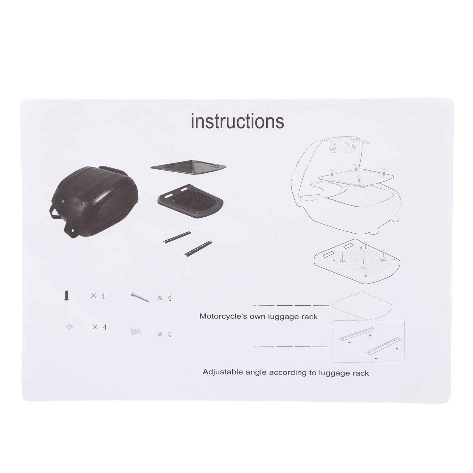 オートバイトップボックス バイク/自転車荷物/ヘルメットバック収納 プレートとキー付き