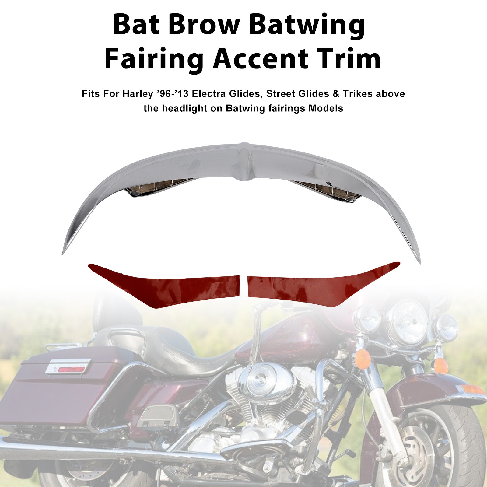 96-13 Electra Street Glides Trikes Bat Brow Batwing Fairing Accent Trim