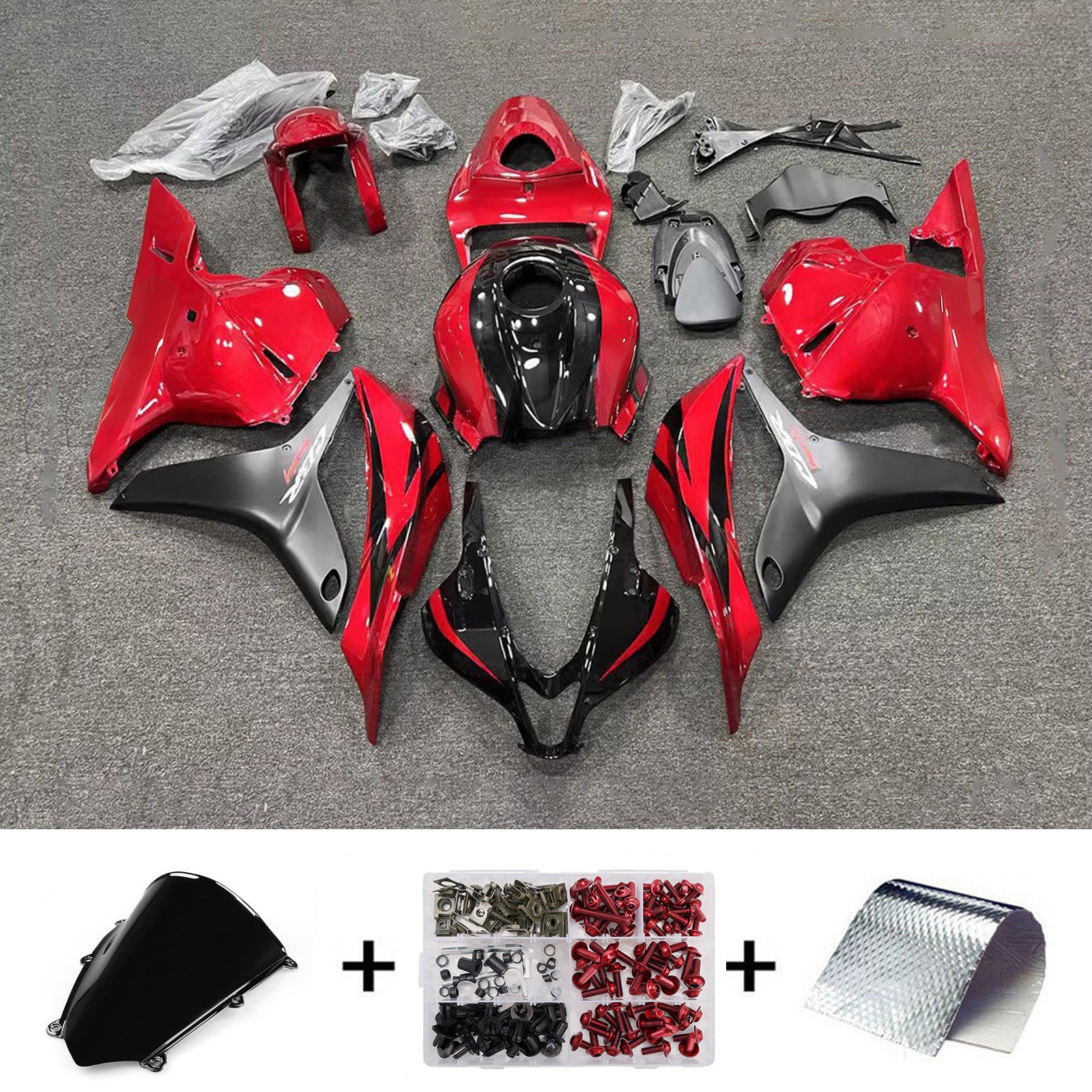 Amotopart 2009-2012 Honda CBR600RR Red Black Fairing Kit