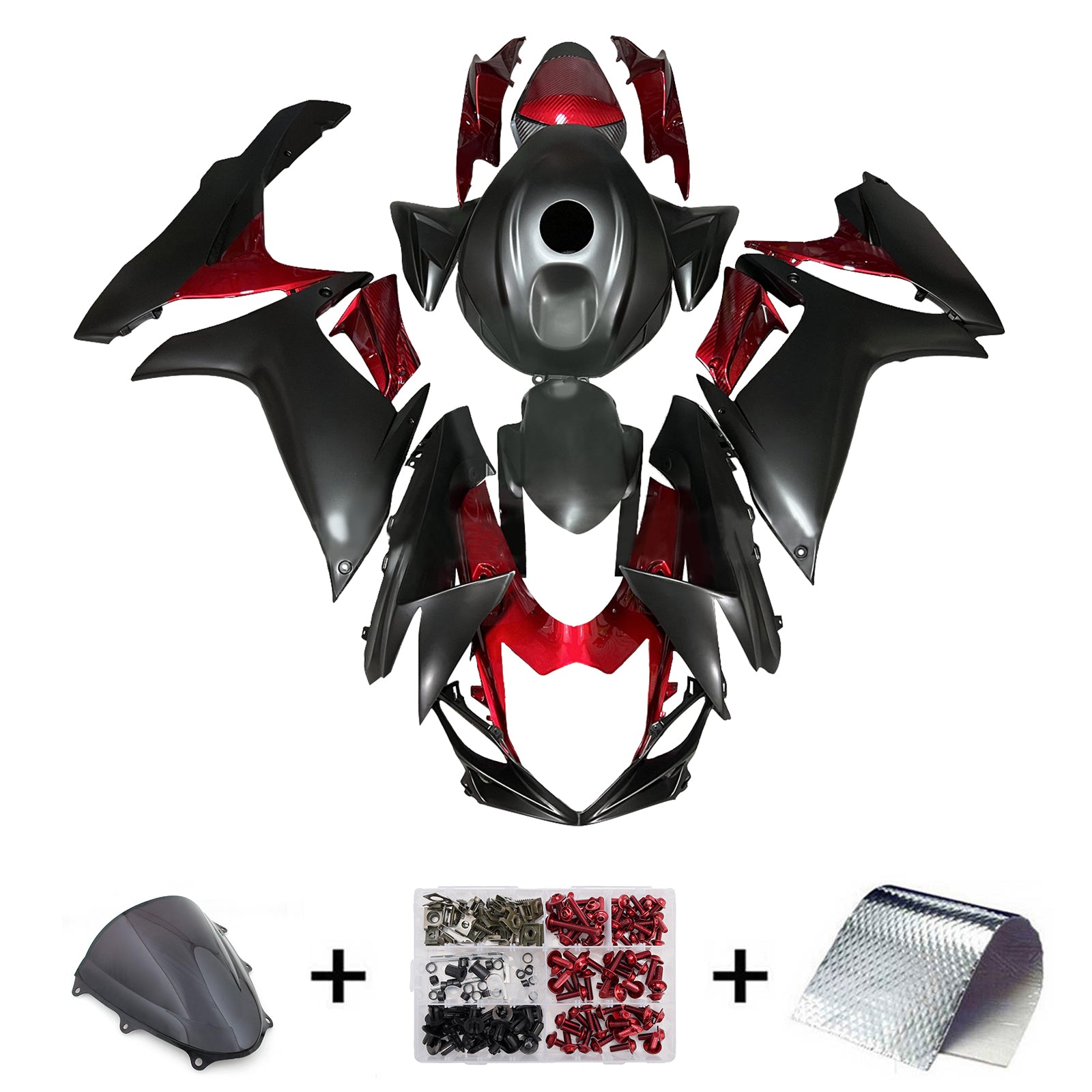 Amotopart 2011-2025 Suzuki GSXR 600/750 Black Red Fairing Kit